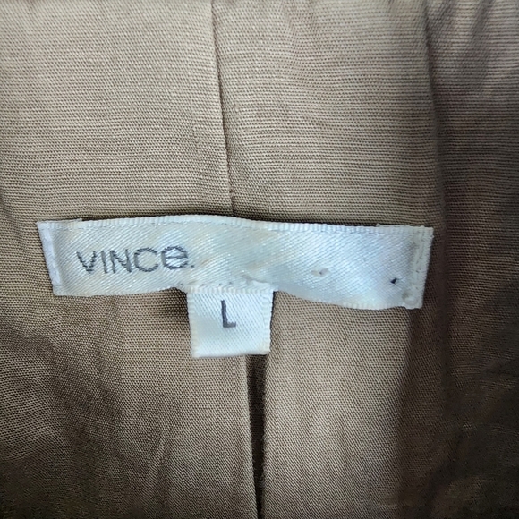 Vince 100% Leather Tan Moto Waist Cinched Jacket Size Large Neutral Biker - Picture 3 of 9